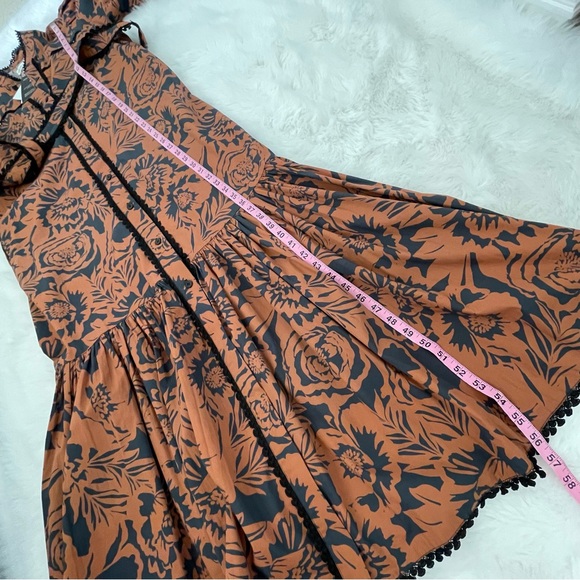 NWT Avec Les Filles Black & Rust Cotton Poplin Floral Belted Maxi Dress - Picture 10 of 16